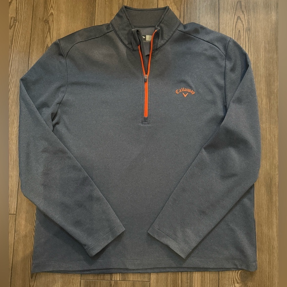 Callaway 1/4 Zip Golf Pullover Men’s Medium Gray Thermal Waffle Lined EUC